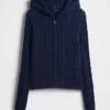 100% Cotton Cable-Knit Zip Cardigan