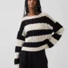 100% Cotton Crochet Boatneck Sweater