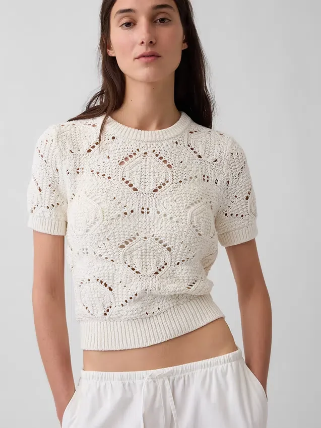 100% Cotton Crochet Sweater