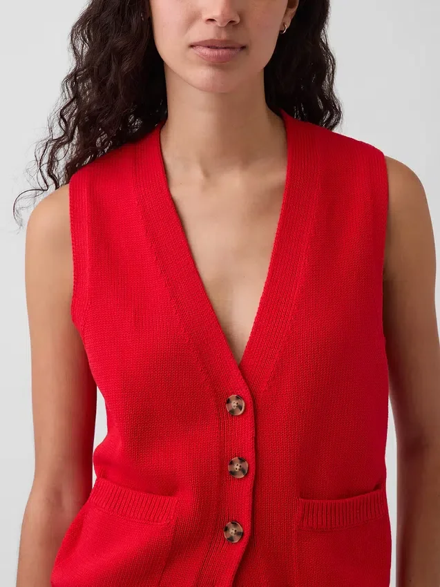 100% Cotton Pocket Sweater Vest