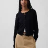 100% Cotton Relaxed Crop Cardigan Sweater
