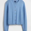 100% Cotton Relaxed Crop Cardigan Sweater