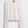 100% Cotton Relaxed Crop Cardigan Sweater