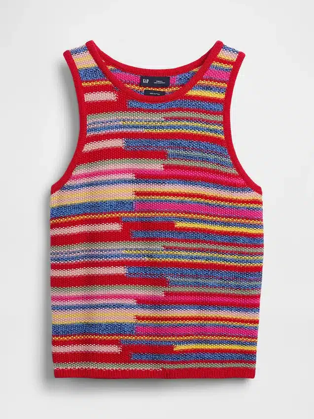 100% Cotton Stripe Crop Sweater Tank