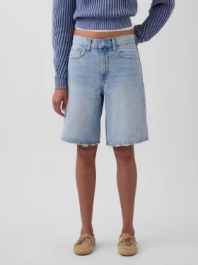11″ Mid Rise Longline Denim Shorts