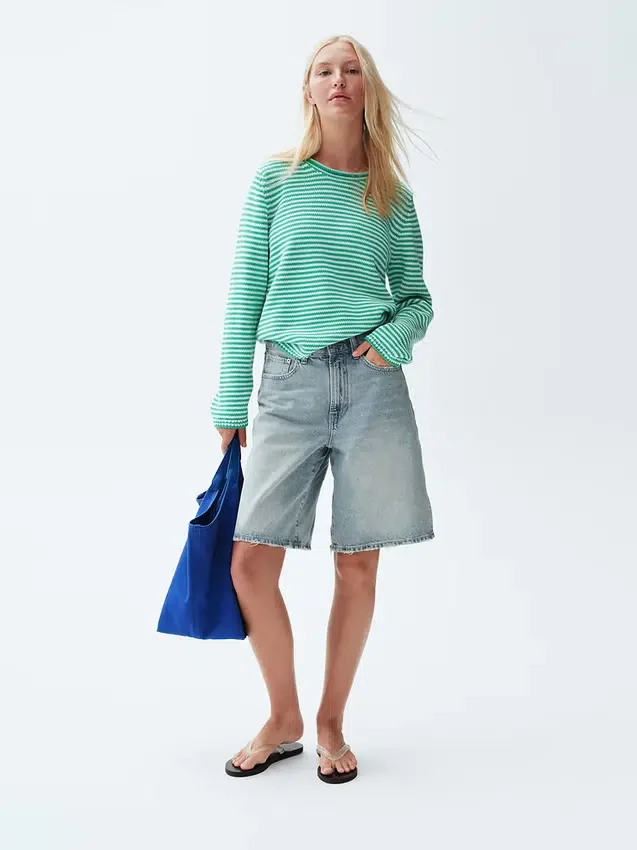 11" Mid Rise Longline Denim Shorts