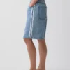 11" Mid Rise Ultrasoft Easy Stripe Longline Denim Shorts