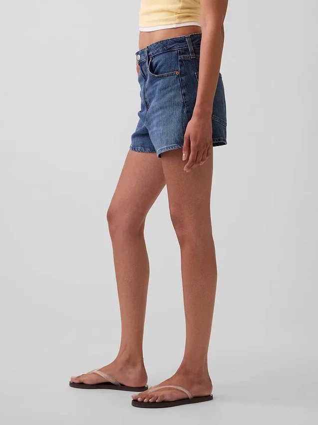 3.5" High Rise Relaxed Straight Denim Shorts
