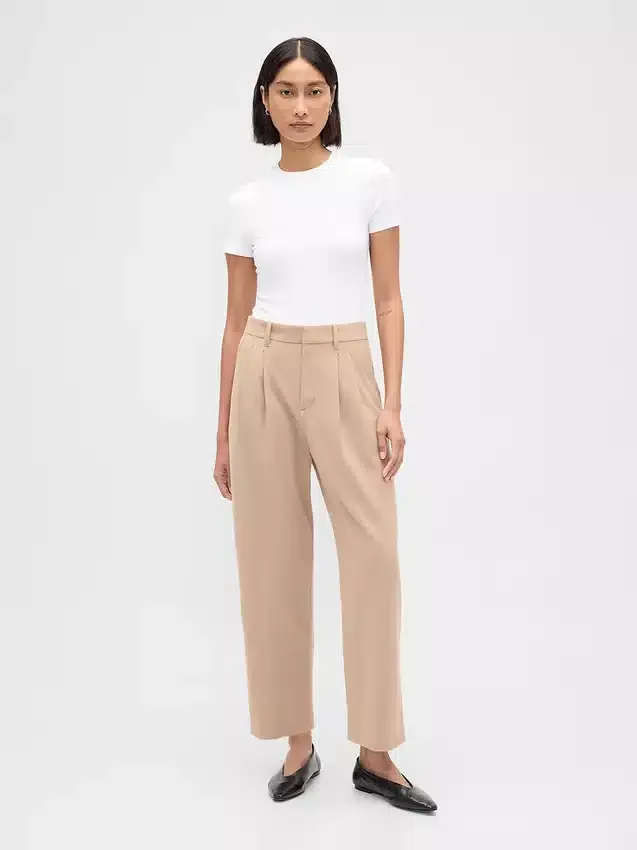 365 High Rise Brushed Twill Taper Ankle Trousers