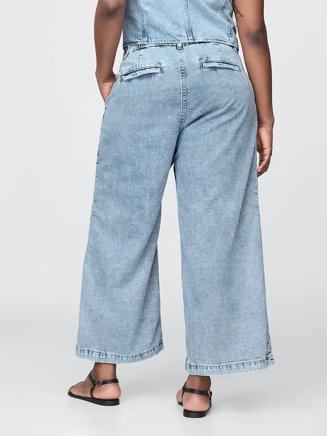365 High Rise Ultrasoft Denim Pleated Ankle Trousers