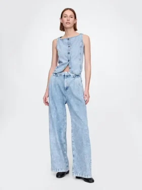 365 High Rise Ultrasoft Pleated Denim Trousers