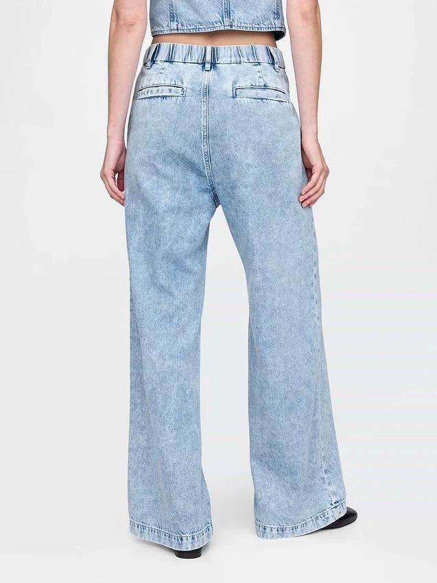 365 High Rise Ultrasoft Pleated Denim Trousers