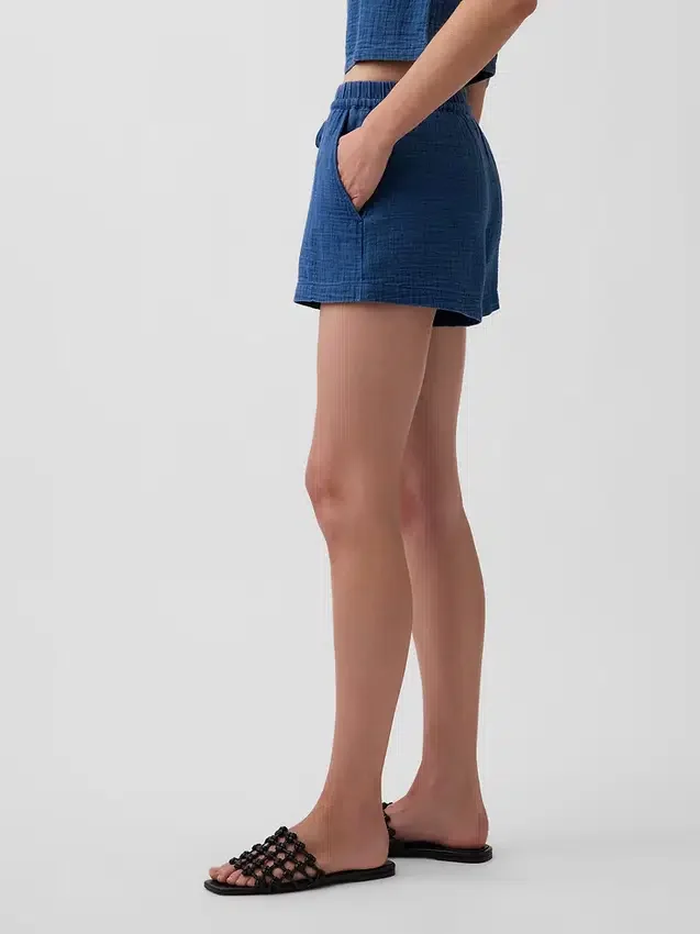 4" Cotton Gauze Denim Easy Shorts