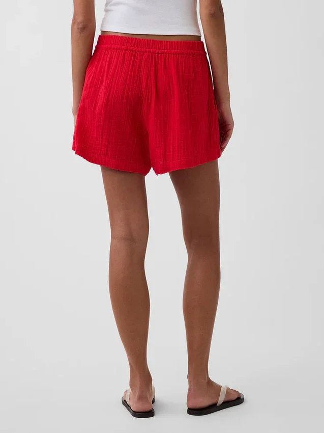 4" Mid Rise Cotton Gauze Easy Shorts