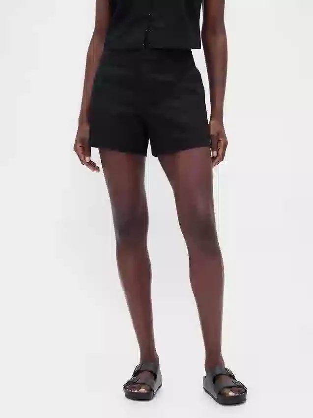 4" Mid Rise Linen-Blend Shorts