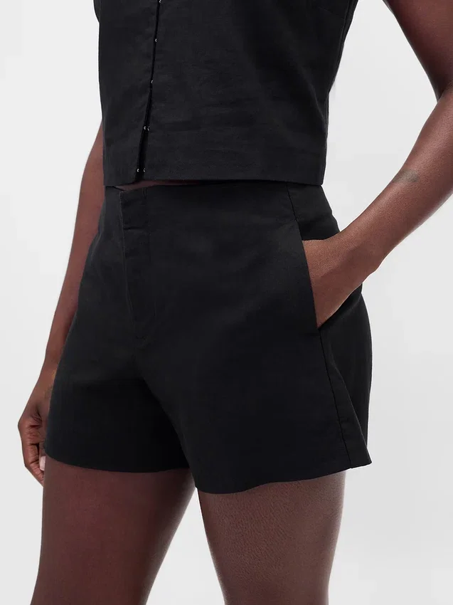4" Mid Rise Linen-Blend Shorts