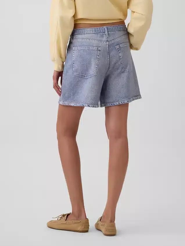 5" Mid Rise Printed Knit Denim Easy Shorts
