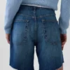 8" Mid Rise Loose Denim Bermuda Shorts