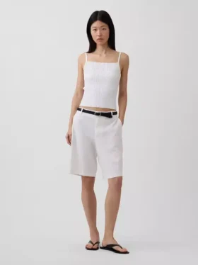 9" Low Rise Linen-Blend Trouser Shorts
