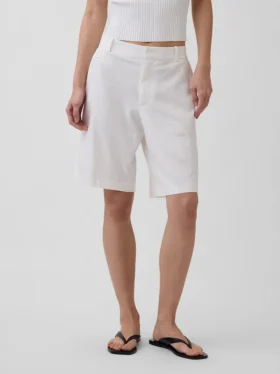 9″ Low Rise Linen-Blend Trouser Shorts