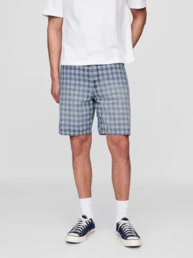 90S Loose Denim Plaid Shorts