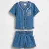 Baby Denim Varsity Outfit Set