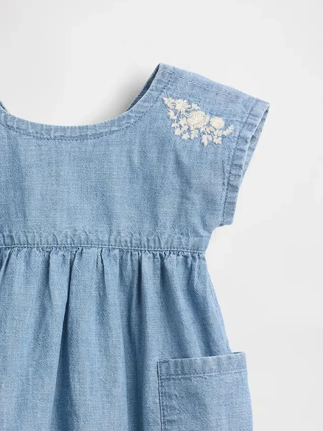 Baby Embroidered Denim Pocket Dress