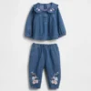 Baby Floral Denim Outfit Set