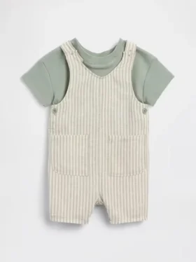Baby Linen-Cotton Shortall Outfit Set