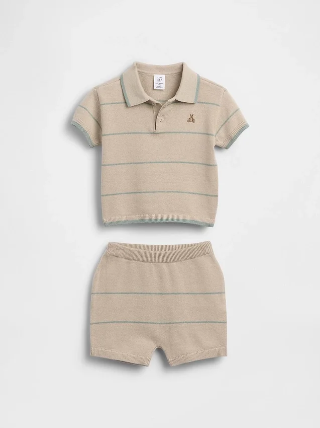 Baby Sweater Polo Stripe Outfit Set