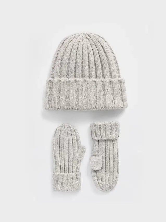 Baby & Toddler Cashsoft Rib Beanie & Mittens Set