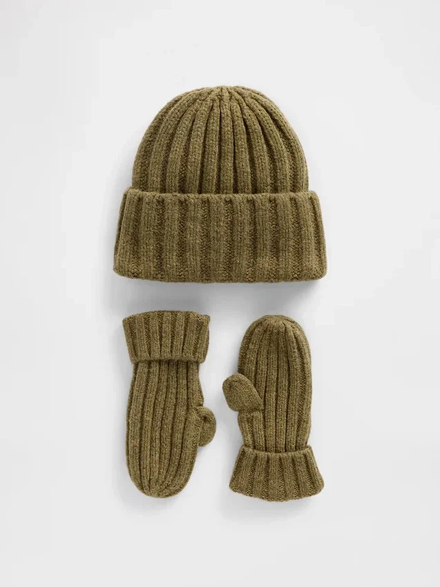 Baby & Toddler Cashsoft Rib Beanie & Mittens Set