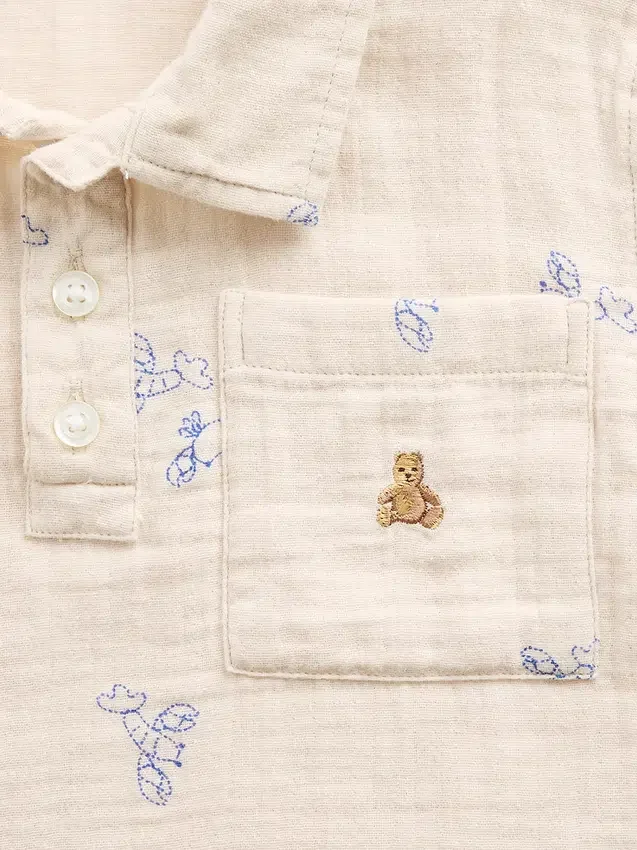 Baby & Toddler Cotton Gauze Print Polo Shirt
