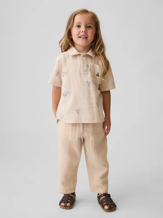 Baby & Toddler Cotton Gauze Pull-On Barrel Pants