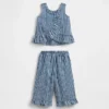 Baby & Toddler Gingham Denim Ruffle-Hem Outfit Set