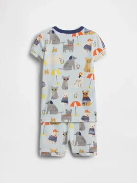 Baby & Toddler Organic Brushed Cotton Beach Dogs Pj Short Set
