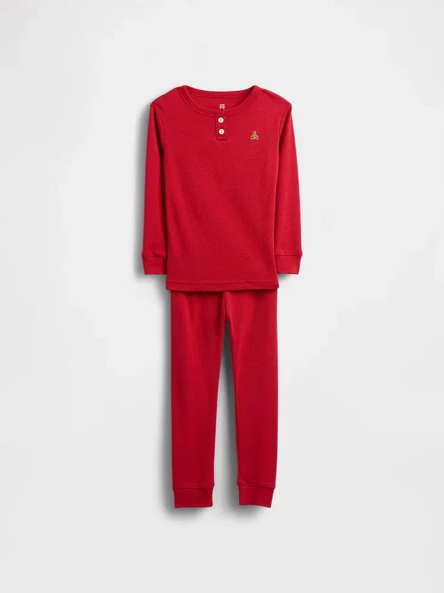 Baby & Toddler Organic Brushed Cotton Henley Pj Set