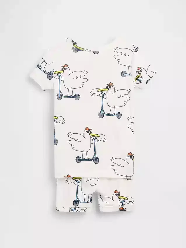 Baby & Toddler Organic Brushed Cotton Scooter Seagull Pj Short Set