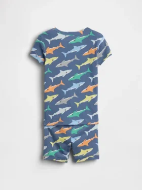 Baby & Toddler Organic Brushed Cotton Shark Pj Short Set