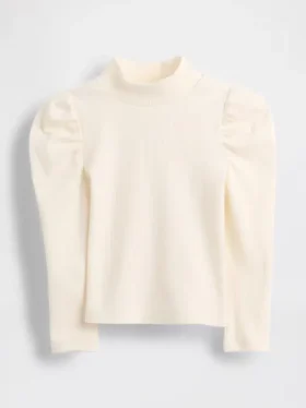 Baby & Toddler Puff-Sleeve Rib Mockneck