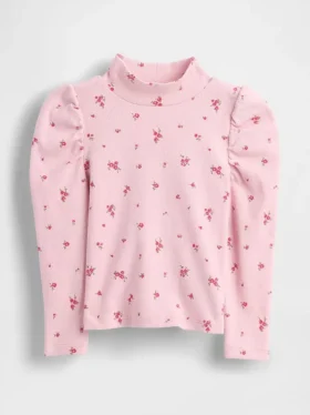 Baby & Toddler Puff-Sleeve Rib Mockneck
