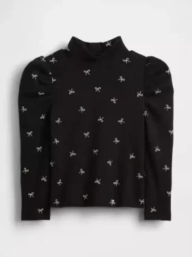 Baby & Toddler Puff-Sleeve Rib Mockneck