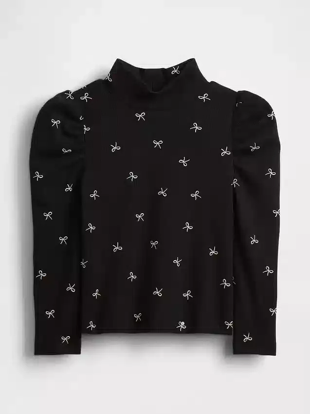 Baby & Toddler Puff-Sleeve Rib Mockneck