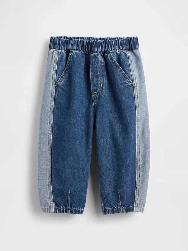Baby & Toddler Two-Tone Pull-On Barrel Jeans