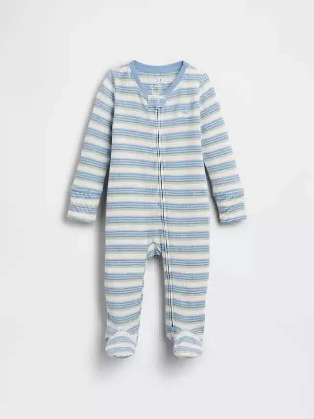Baby Waffle Stripe Footed One-Piece