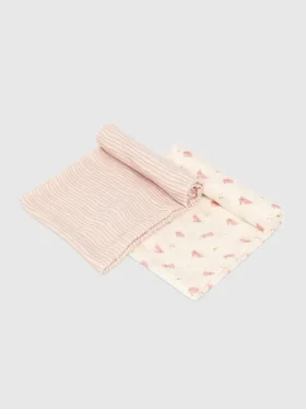Bamboo Little Bunny and Pink Wave Swaddle Set