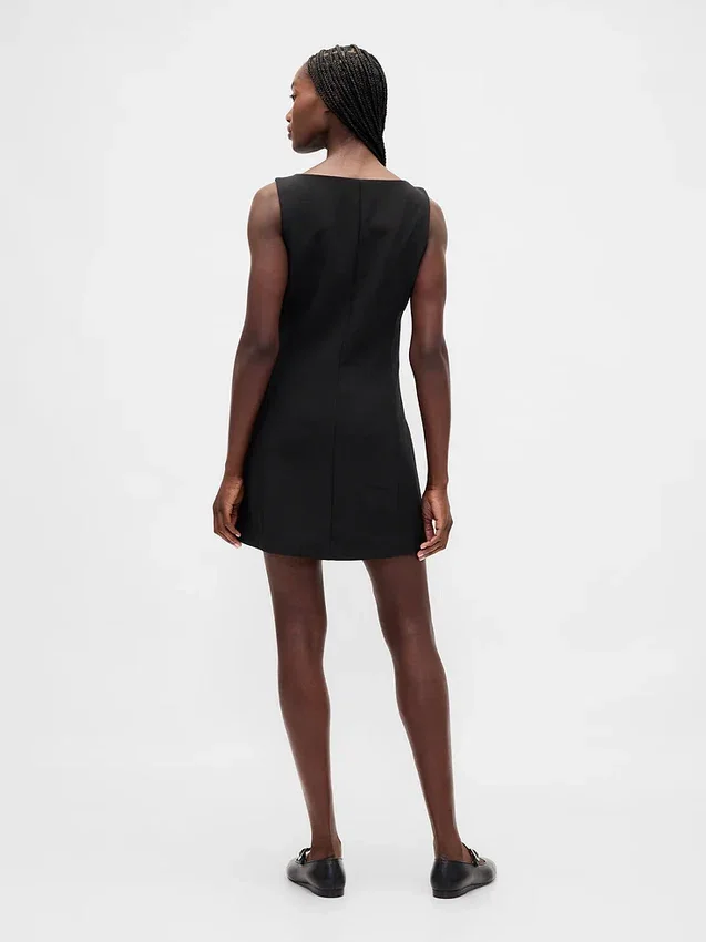 Bistretch Button-Front Mini Dress