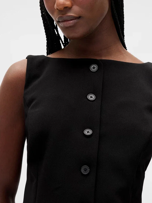 Bistretch Button-Front Mini Dress