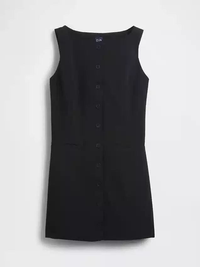Bistretch Button-Front Mini Dress