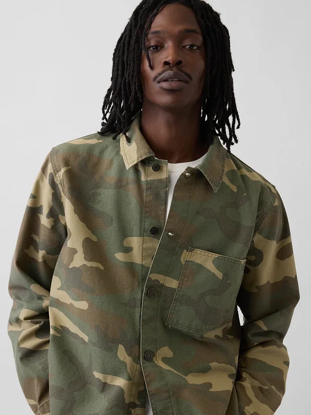 Canvas Denim Camo Utility Shirt